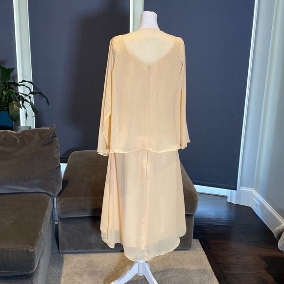 Women’s Tea Length Chiffon & Lace Dress with Matching Chiffon Jacket Size 12 - Picture 5 of 13